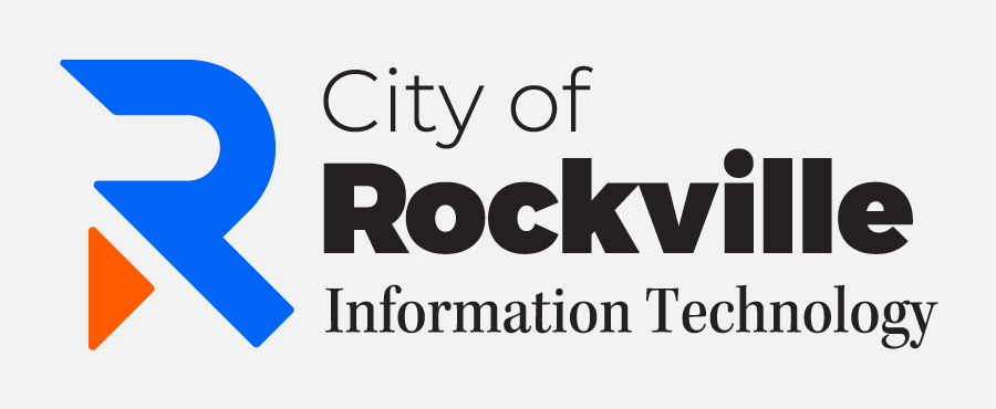 City of Rockville Information Technology logo featuring a large blue and orange 
