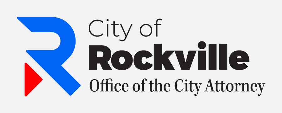 Logo for the City of Rockville Office of the City Attorney, featuring a stylized blue 