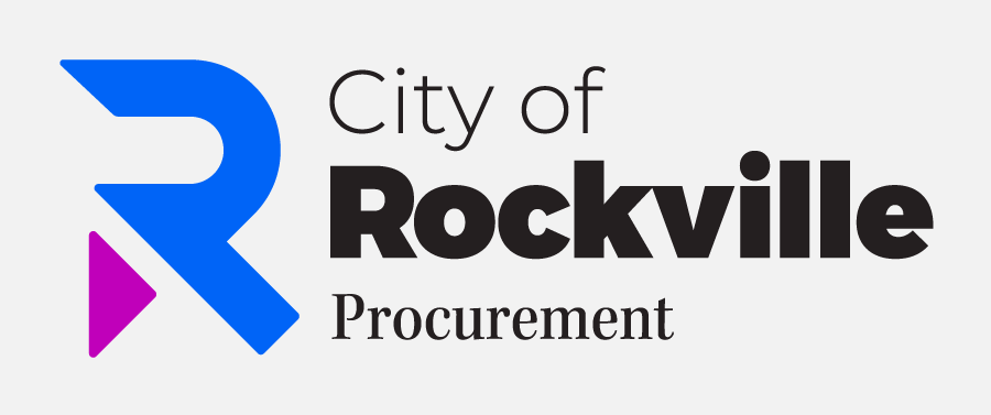 Procurement Department Logo City of Rockville Procurement logo with a large stylized blue