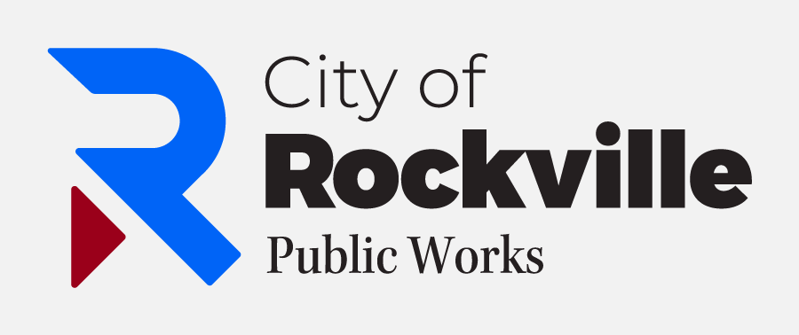 City of Rockville Public Works logo featuring a large blue 