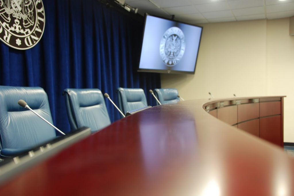 Mayor and Council dais.