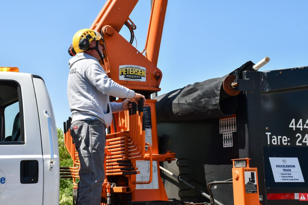 Person operating a crane