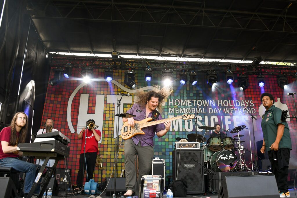 Band playing on a stage