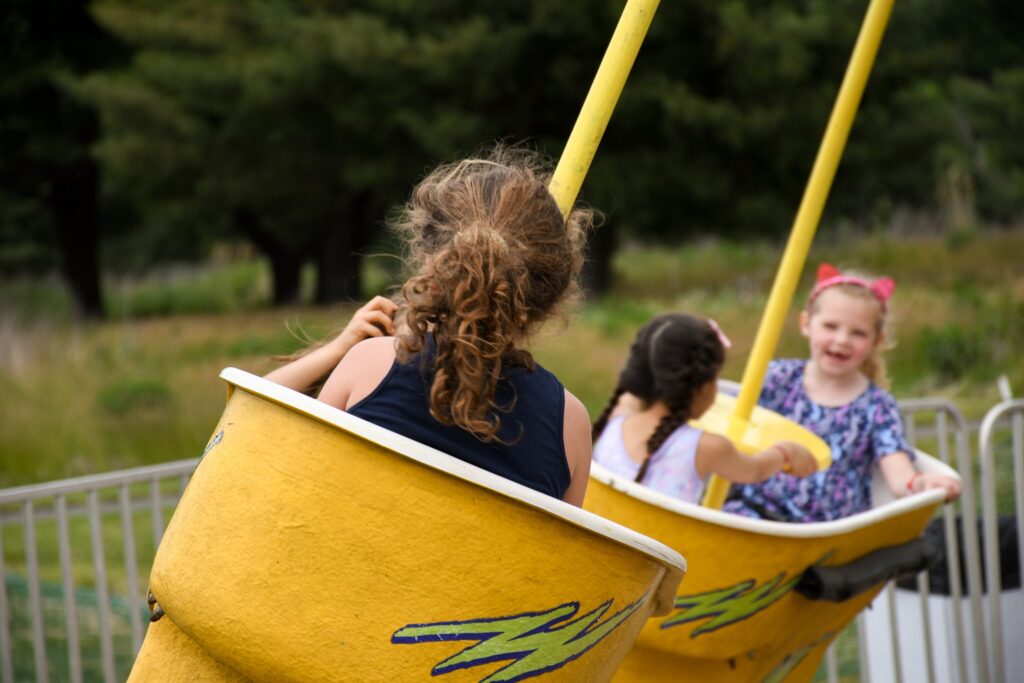 Children on a carnival ride
