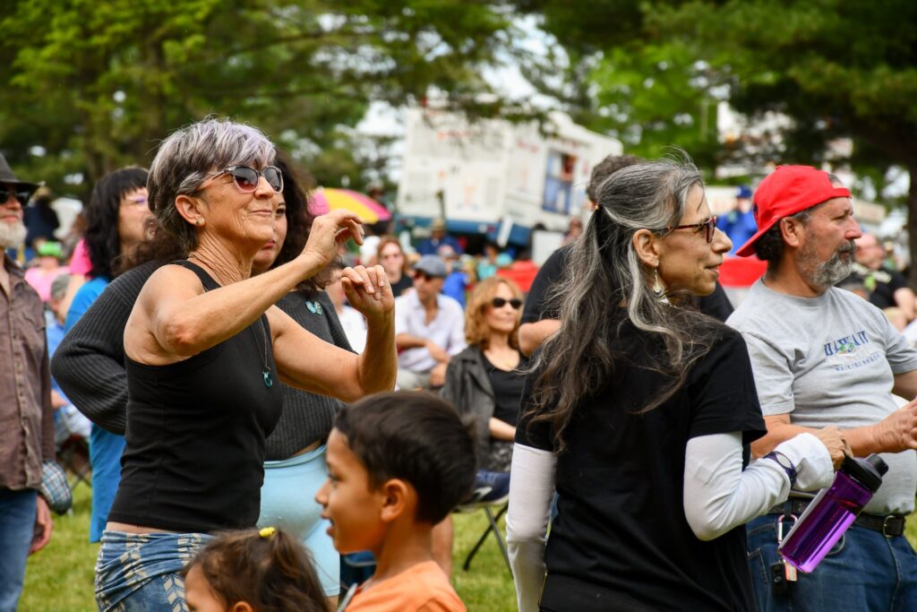 People dancing to live music