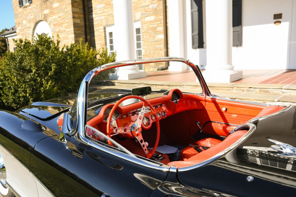 Inside of a 1957 Chevrolet Corvette