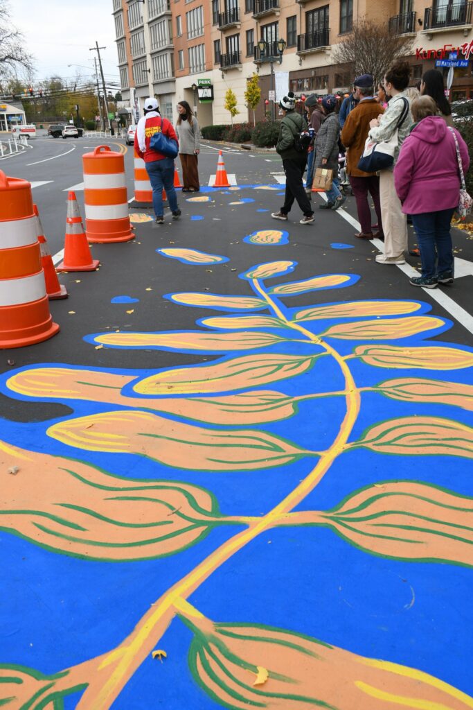 Closeup of asphalt art in Town Center