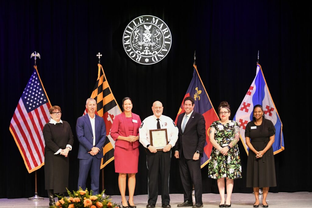City of Rockville employee receiving award