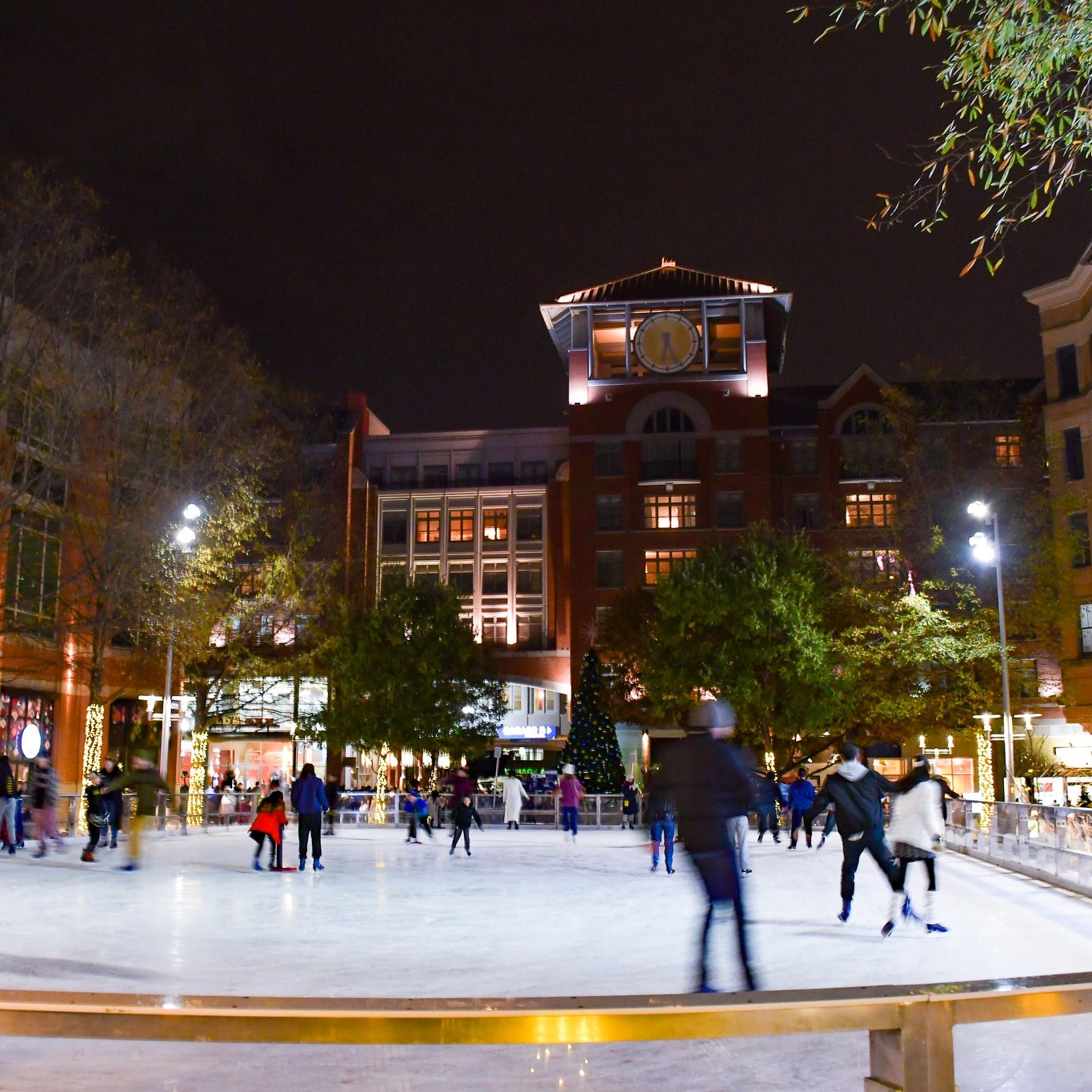 People skating on the ice rink in Rockville Town Square