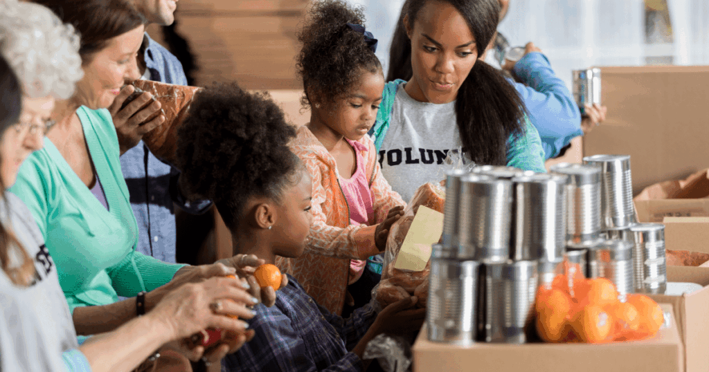 Canned food drive volunteers