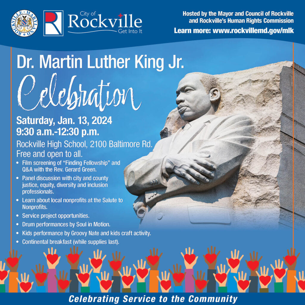 Ad for MLK celebration at Rockville High School on Saturday, January 13, 2024