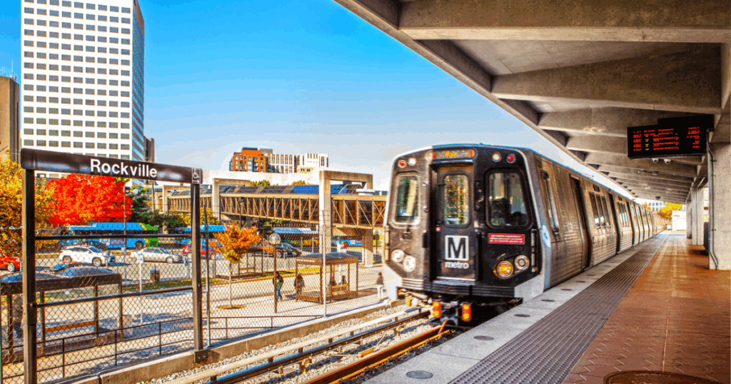 A train at Rockville Metro Station