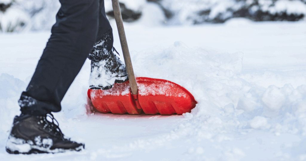 A person shoveling snow