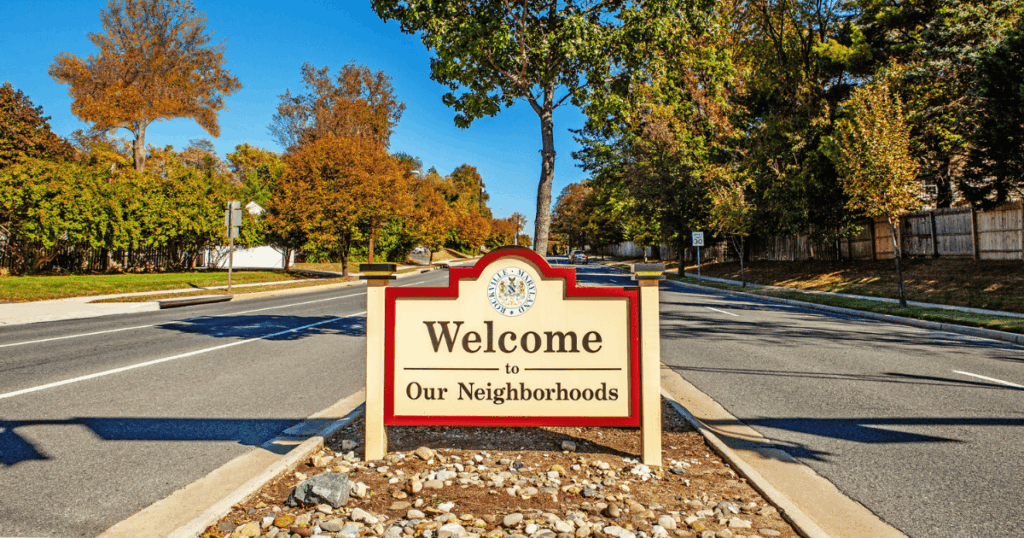 Welcome to our neighborhoods sign in Rockville