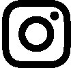 Black and white Instagram logo featuring a rounded square with a circle and a small dot inside, representing a camera.