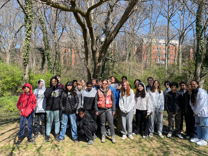 Natasha Shangold with students at Silver Spring International Middle School