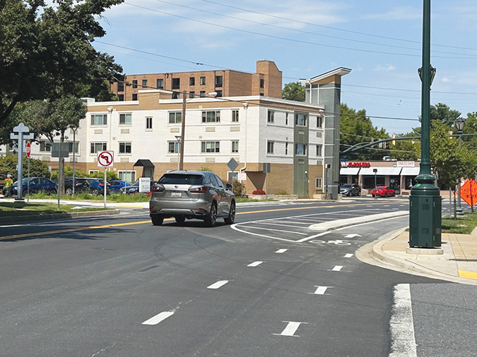 New road pavement markings as part of the Town Center Road Diets Project