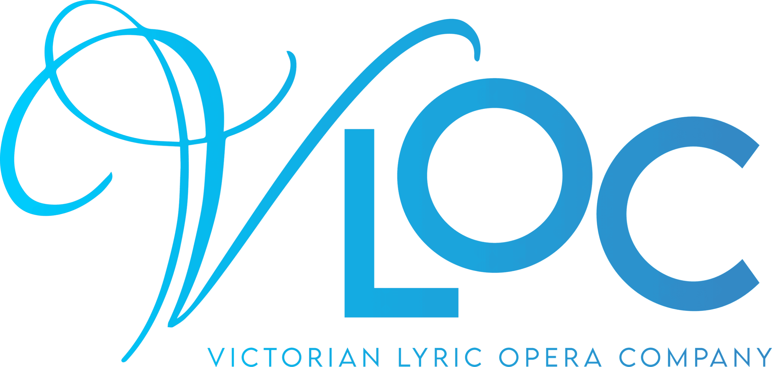 The logo for the Victorian Lyric Opera Company features the initials "VLOC" in blue stylized lettering, with the full company name written below.