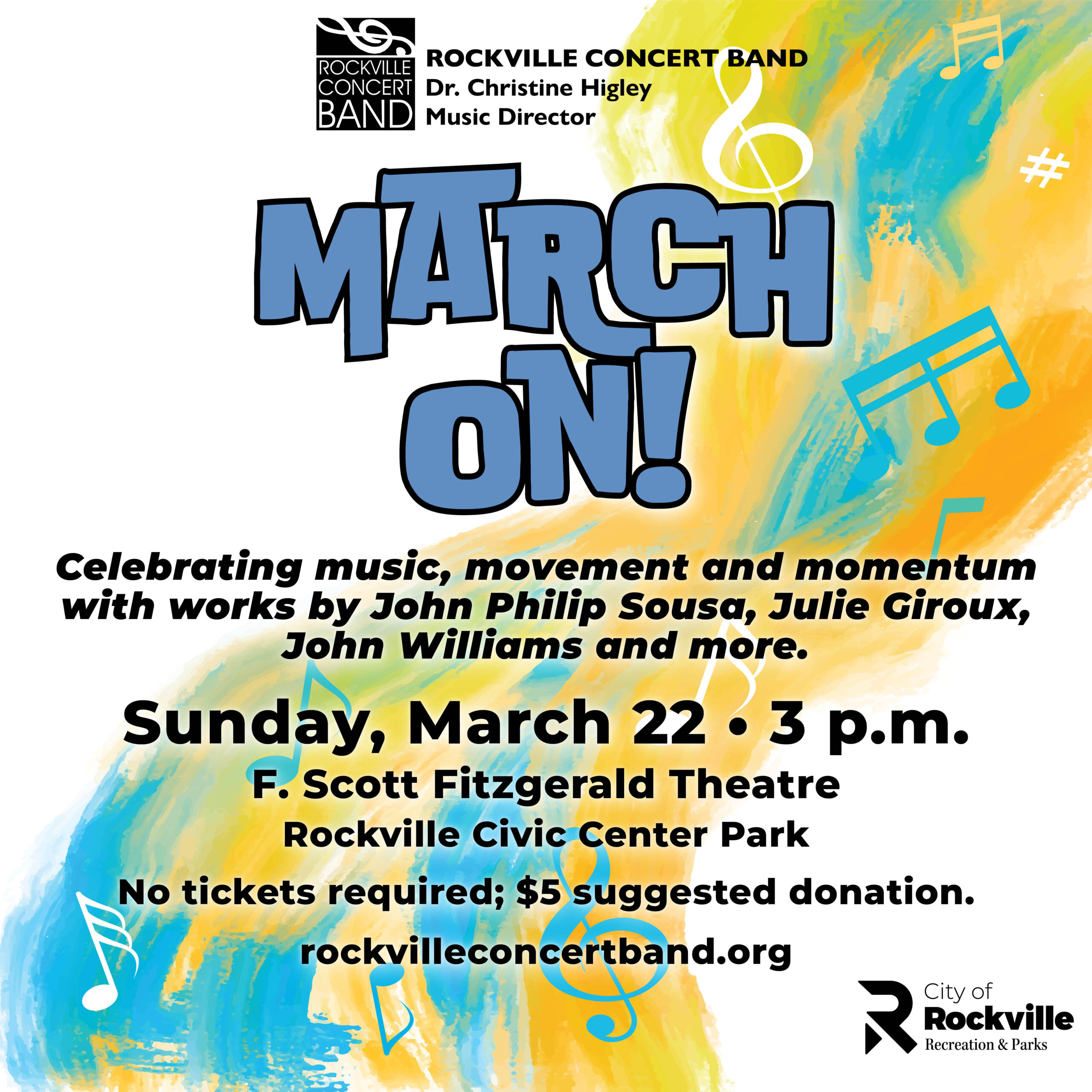 Concert flyer for Rockville Concert Band's 